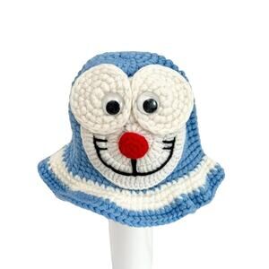 Doraemon Crochet Toddler Girl Hat unisex Blue White 2-3 yr Kid Japanese Cartoon